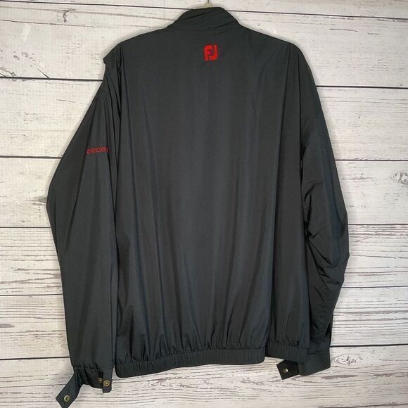 FootJoy DryJoys Men’s Black Long Sleeve 11" Zip Windbreaker Golf Jacket Size L - Picture 7 of 10
